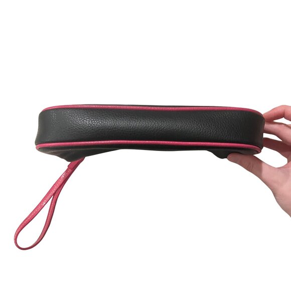 Vintage Y2K Black Pink Monogram J Faux Leather Wristlet Initial Makeup Bag - Picture 4 of 14